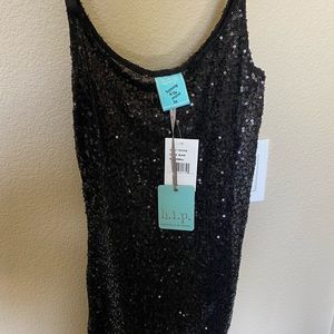 black sequin lace tank top